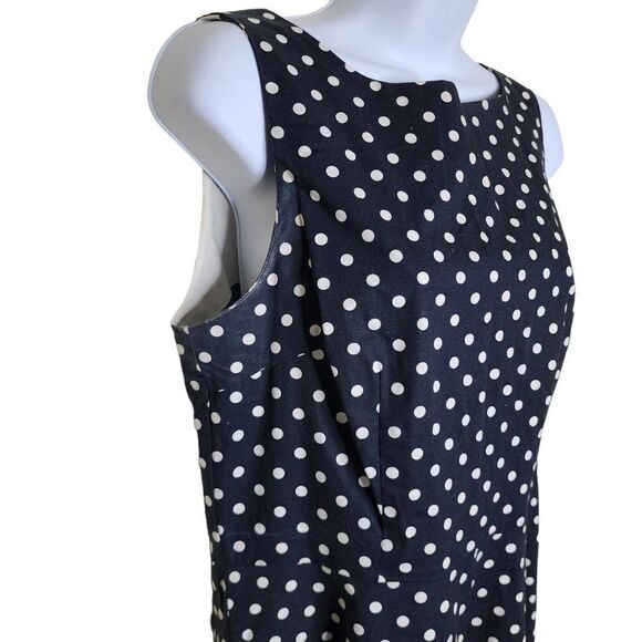 Vintage 90s A Line Dress Womens Size 8 Black White Polka Dot Sleeveless - Picture 3 of 6